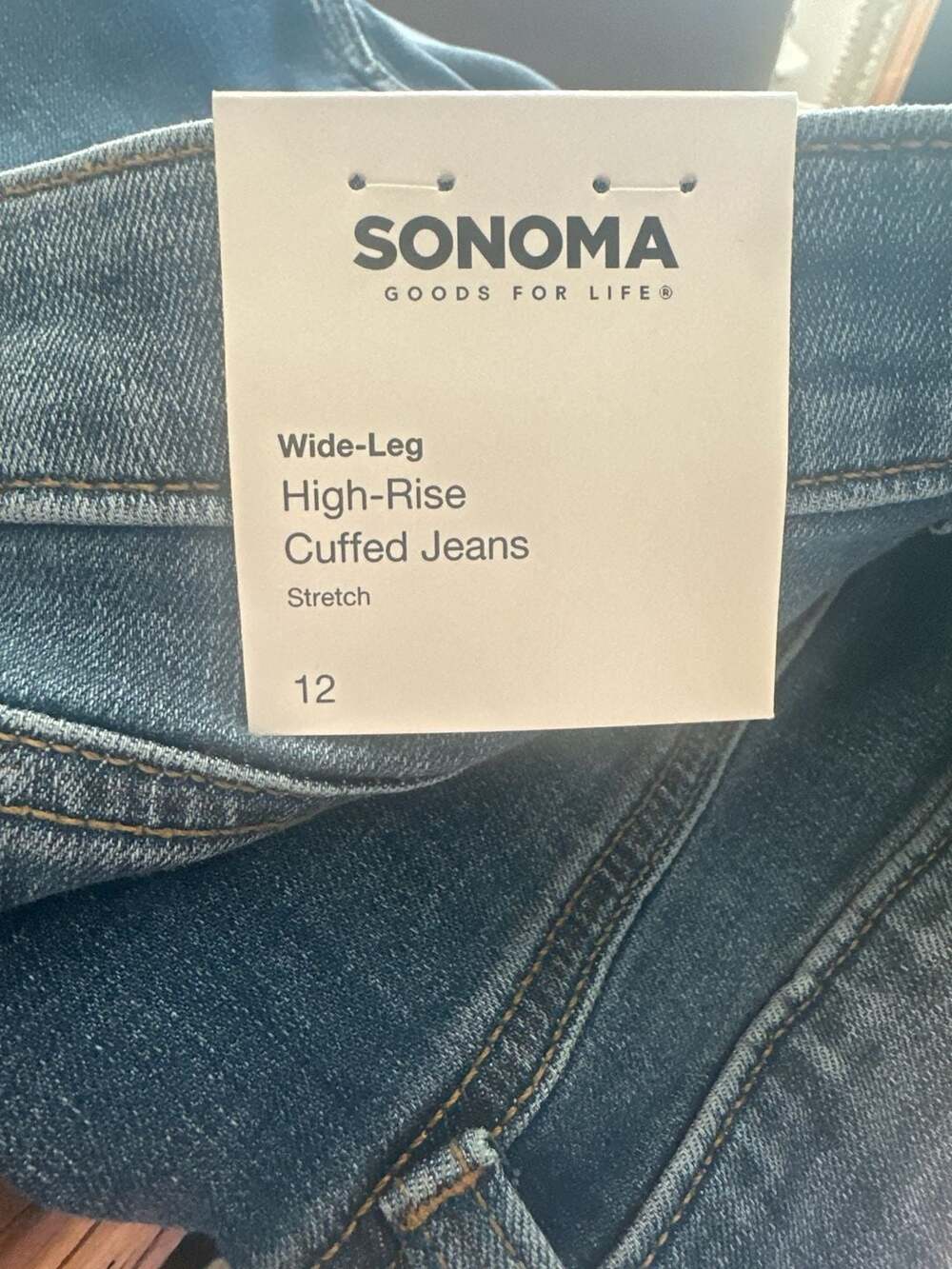 SONOMA Goods For Life Women's High-Rise Cuffed Wide-Leg Stretch Jeans - Picture 2 of 4